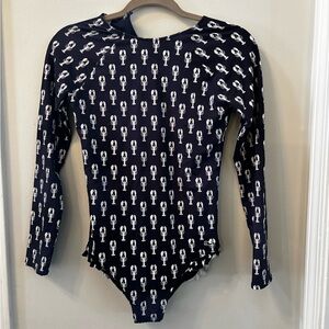 Vineyard Vine Kids Navy Lobster Print Swimsuit - XL (16)